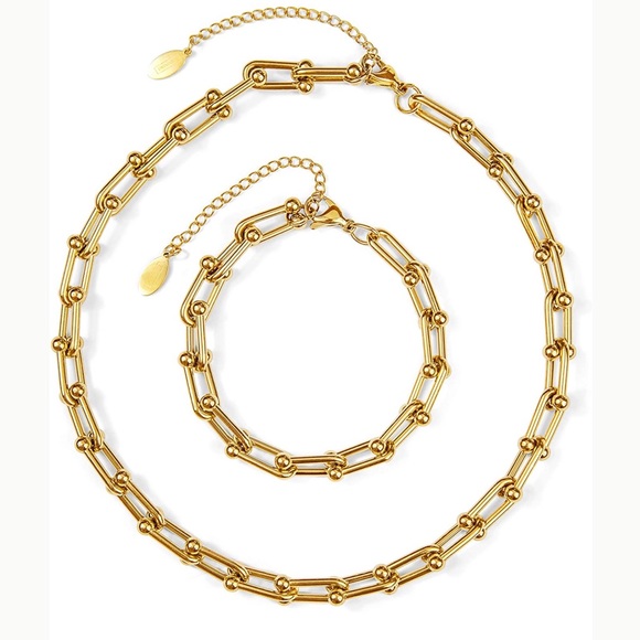 Woman’s U-Link Paperclip Necklace & Bracelet Set - Picture 3 of 11